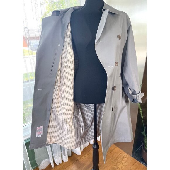 Vintage 90s London Fog wool lined trench coat, grey, lined, gender neutral - Picture 7 of 10